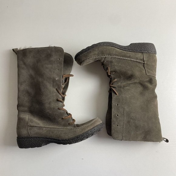 Sam Edelman Shoes - Sam Edelman Winter Snow Boots Womens 6 Faux Fur Lined Shearling Taupe Grey Suede